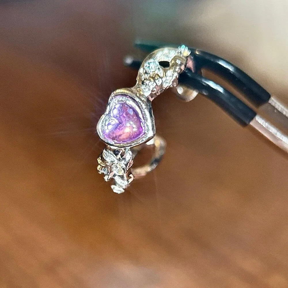 Open Back Purple Heart Heart‎ Ring